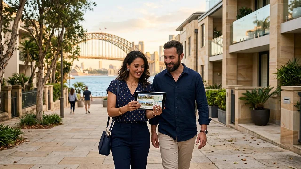 A Sydney home buyer discussing bridging finance timelines with a broker