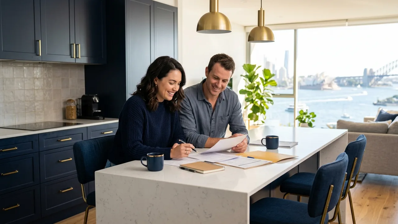 A first home buyer reviewing loan options with a Sydney mortgage broker